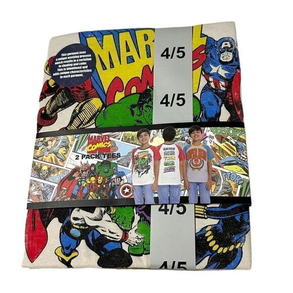 Marvel Boys 2-Pack Short Sleeve Tee Size Extra Small (4/5) - Picture 10 of 12